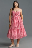 By Anthropologie Sleeveless Sweetheart Gingham Midi Dress
