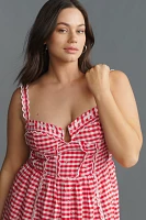 By Anthropologie Sleeveless Sweetheart Gingham Midi Dress