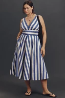 By Anthropologie V-Neck Sleeveless Fit & Flare Midi Dress