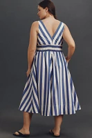 By Anthropologie V-Neck Sleeveless Fit & Flare Midi Dress