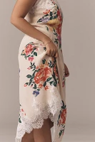 By Anthropologie Sleeveless V-Neck Lace Slip Midi Dress