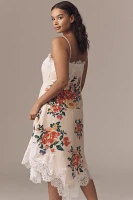 By Anthropologie Sleeveless V-Neck Lace Slip Midi Dress