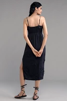 Maeve Linen Blend Appliqué Midi Dress