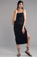 Maeve Linen Blend Appliqué Midi Dress