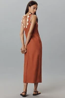 By Anthropologie Linen Blend Sleeveless Crochet-Trim Midi Dress