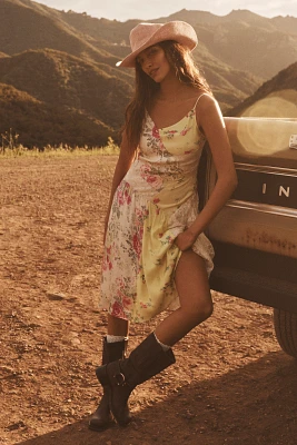 By Anthropologie Sleeveless Patchwork Slip Midi Dress