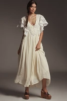 By Anthropologie V-Neck Flutter-Sleeve Midi Dress
