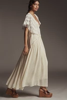 By Anthropologie V-Neck Flutter-Sleeve Midi Dress