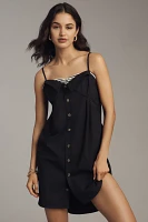 Maeve Sleeveless Button-Front Poplin Mini Dress