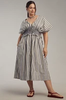 By Anthropologie V-Neck Zip-Front Midi Dress