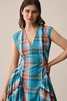 Maeve Sleeveless V-Neck Basque-Waist Midi Dress