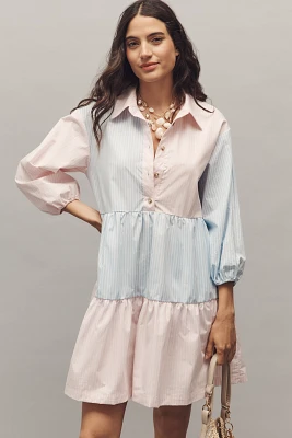 The Bettina Tiered Shirt Dress by Maeve: Stripe Mix Mini Edition