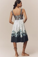 Maeve Sleeveless Square-Neck Button-Front Midi Dress