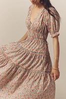 Love The Label Sasha Short-Sleeve V-Neck Tiered Midi Dress