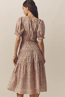 Love The Label Sasha Short-Sleeve V-Neck Tiered Midi Dress