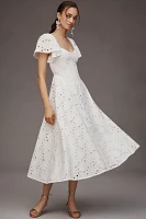 Extro&Vert Ada Flutter-Sleeve Broderie Midi Dress
