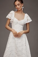 Extro&Vert Ada Flutter-Sleeve Broderie Midi Dress