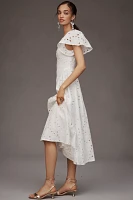 Extro&Vert Ada Flutter-Sleeve Broderie Midi Dress