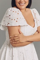 Extro&Vert Ada Flutter-Sleeve Broderie Midi Dress