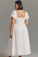 Extro&Vert Ada Flutter-Sleeve Broderie Midi Dress