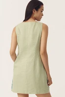Emma Mulholland on Holiday Sleeveless Linen Sequin Mini Dress