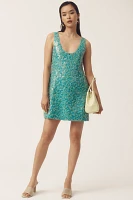 Emma Mulholland on Holiday Sleeveless Linen Sequin Mini Dress