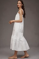 Maude Club Sylvie Sleeveless Square-Neck Tiered Midi Dress