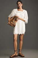 Maude Club Kensie Short-Sleeve Square-Neck 3D Floral Mini Dress