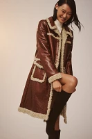 Anna Sui Sherpa-Trim Faux-Leather Coat