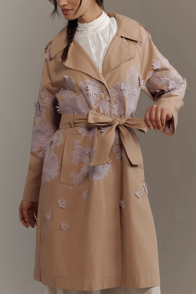 By Anthropologie Cutwork Trench Coat