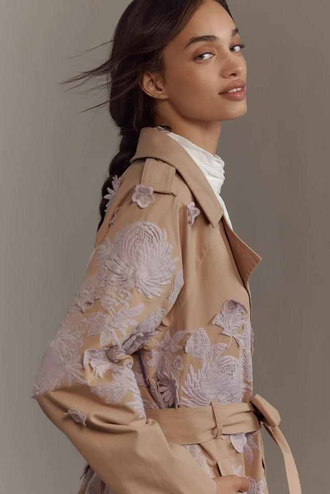 By Anthropologie Cutwork Trench Coat