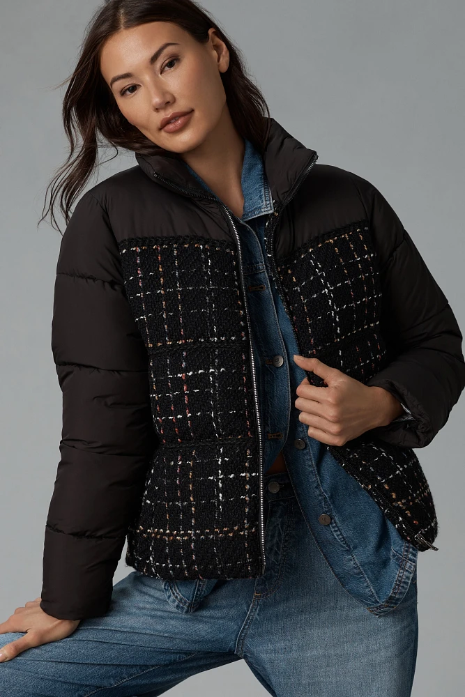 Bernardo Tweed Mix Puffer Jacket