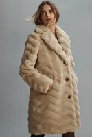 Bernardo Chevron Faux Fur Coat