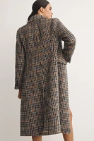 Bernardo Fuzzy Plaid Long Jacket