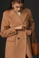 Avec Les Filles Double-Breasted Corset Wool Blend Coat