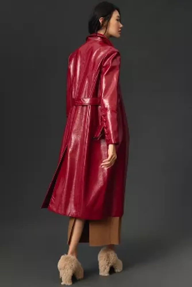 Avec Les Filles Ruby Patent-Leather Trench Coat