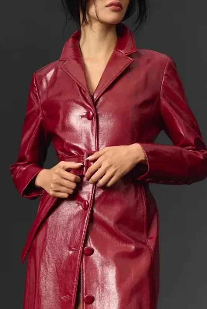 Avec Les Filles Ruby Patent-Leather Trench Coat