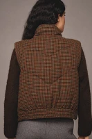 Avec Les Filles Houndstooth Front-Snap Quilted Vest