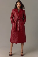 Avec Les Filles Quilted Faux-Ever Leather Belted Trench Coat