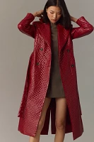 Avec Les Filles Quilted Faux-Ever Leather Belted Trench Coat