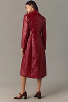 Avec Les Filles Quilted Faux-Ever Leather Belted Trench Coat