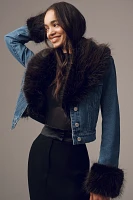 Avec Les Filles Faux-Fur Trim Denim Jacket