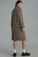 Avec Les Filles Notch-Lapel Plaid Raglan-Seam Coat