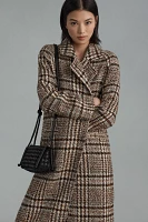 Avec Les Filles Notch-Lapel Plaid Raglan-Seam Coat