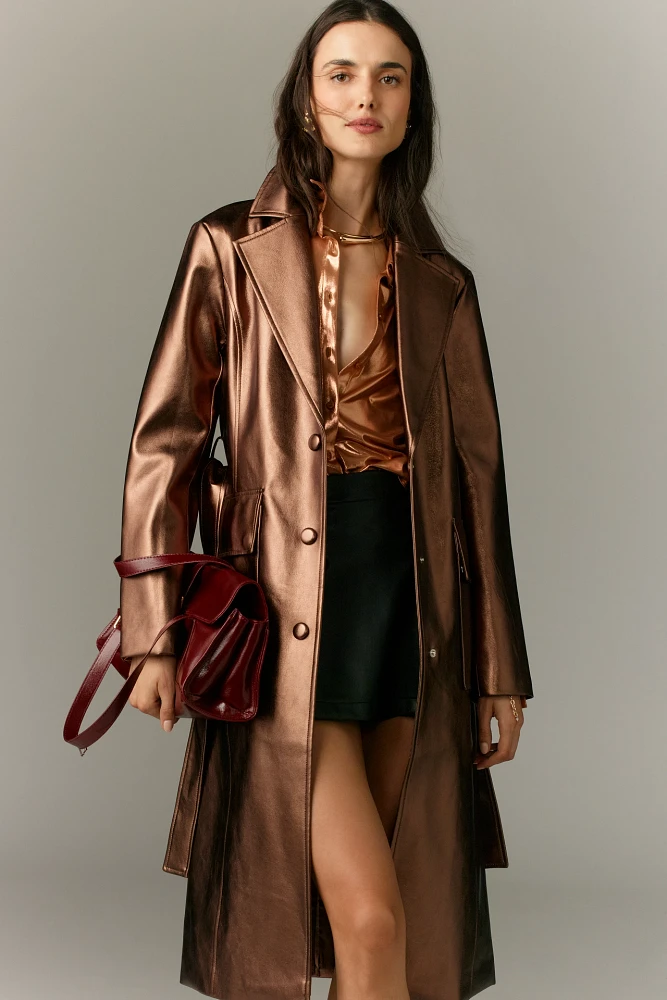 Avec Les Filles Metallic Trench Coat