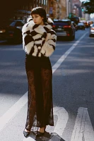 Avec Les Filles Faux-Fur Zebra Cropped Coat