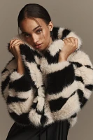 Avec Les Filles Faux-Fur Zebra Cropped Coat