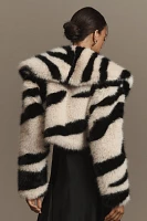 Avec Les Filles Faux-Fur Zebra Cropped Coat