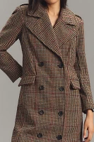 Avec Les Filles Plaid Strong Shoulder Long Coat