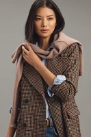 Avec Les Filles Plaid Strong Shoulder Long Coat